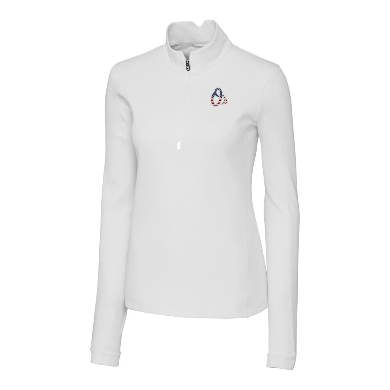 Women's Baltimore Orioles Cutter & Buck White Americana Logo DryTec Traverse Stretch Quarter-Zip Pullover Top - Image 2