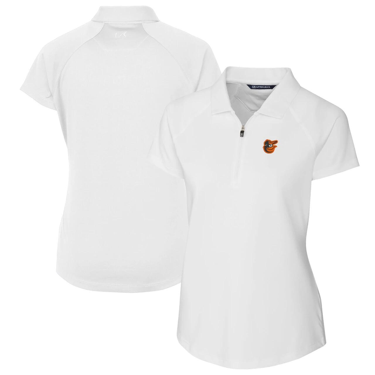 Women's Baltimore Orioles Cutter & Buck White DryTec Forge Stretch Polo