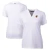 Women's Baltimore Orioles Cutter & Buck White DryTec Forge Stretch V-Neck Blade Top