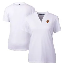 Women's Baltimore Orioles Cutter & Buck White DryTec Forge Stretch V-Neck Blade Top