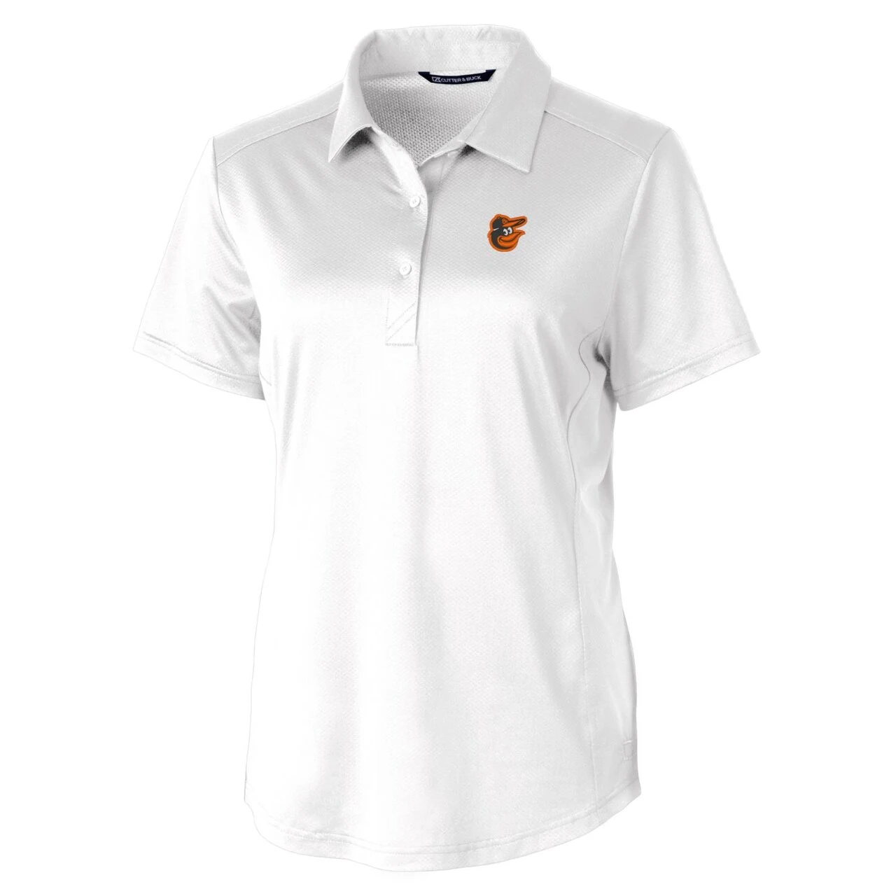Women's Baltimore Orioles Cutter & Buck White Prospect Textured Stretch Polo - Image 2