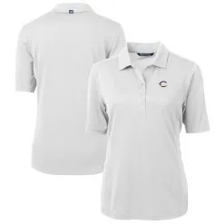 Women's Cincinnati Reds Cutter & Buck White Americana Logo DryTec Virtue Eco Pique Recycled Polo