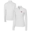 Women's Cincinnati Reds Cutter & Buck White DryTec Traverse Stretch Quarter-Zip Pullover Top