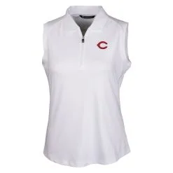 Women's Cincinnati Reds Cutter & Buck White Forge Sleeveless Polo