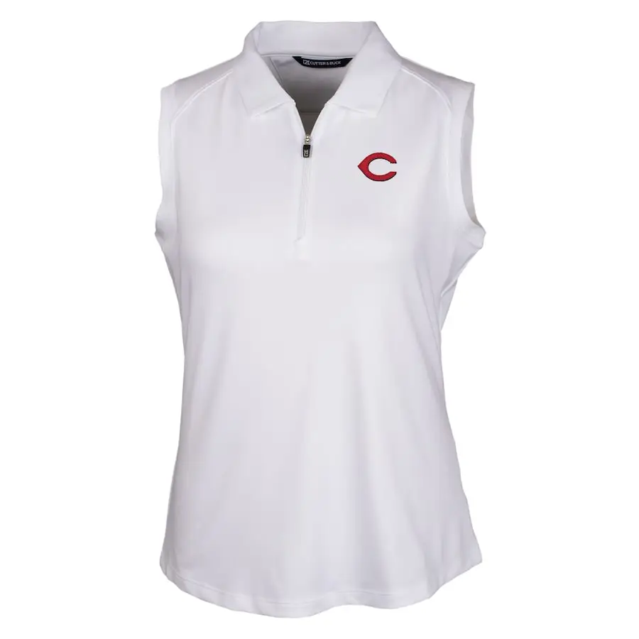 Women's Cincinnati Reds Cutter & Buck White Forge Sleeveless Polo