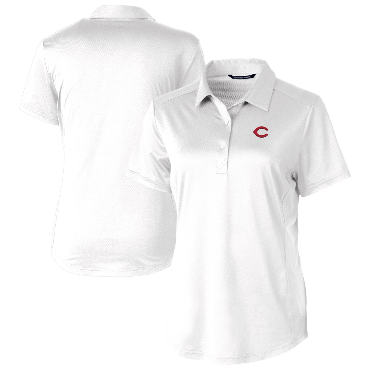 Women's Cincinnati Reds Cutter & Buck White Prospect Textured Stretch Polo