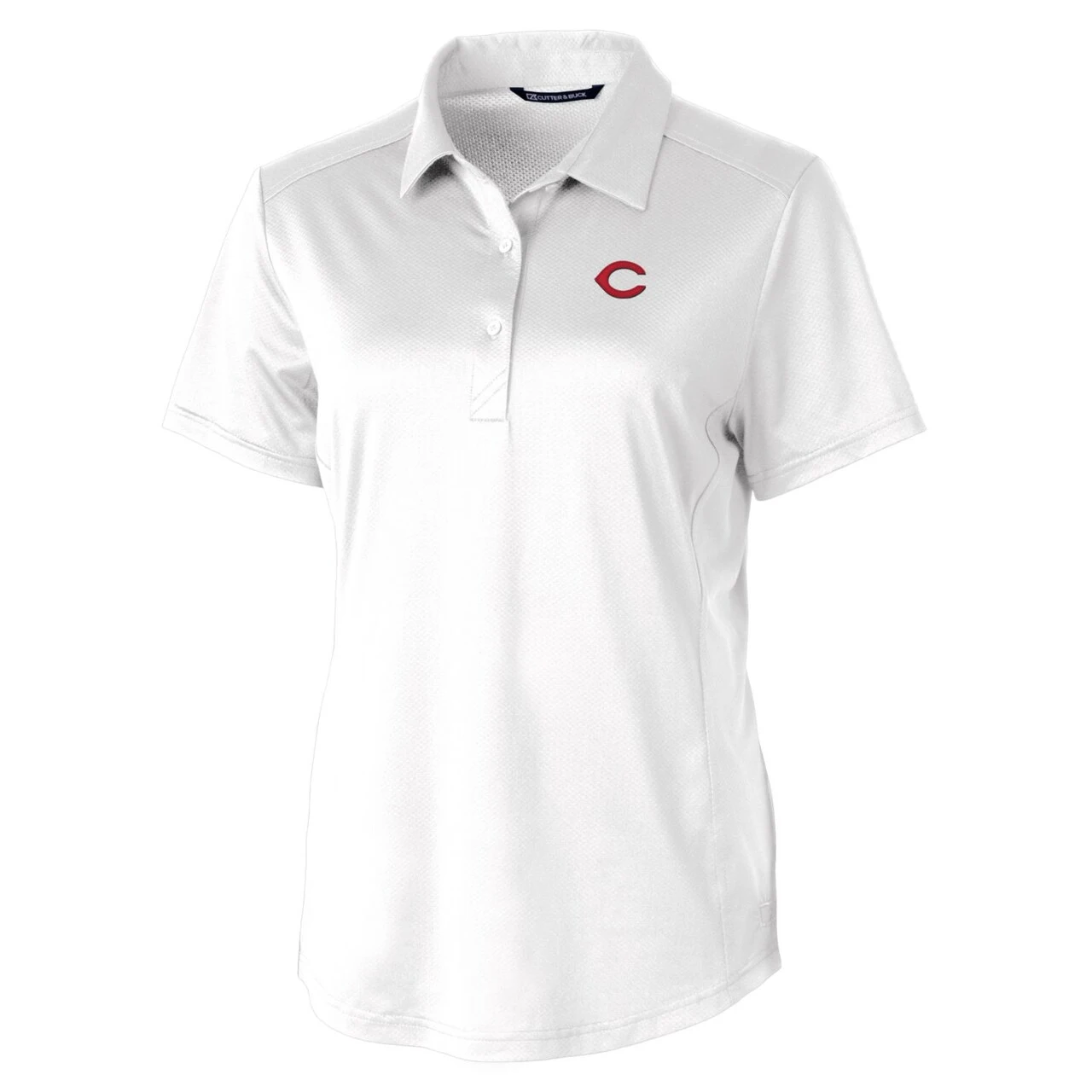 Women's Cincinnati Reds Cutter & Buck White Prospect Textured Stretch Polo - Image 2