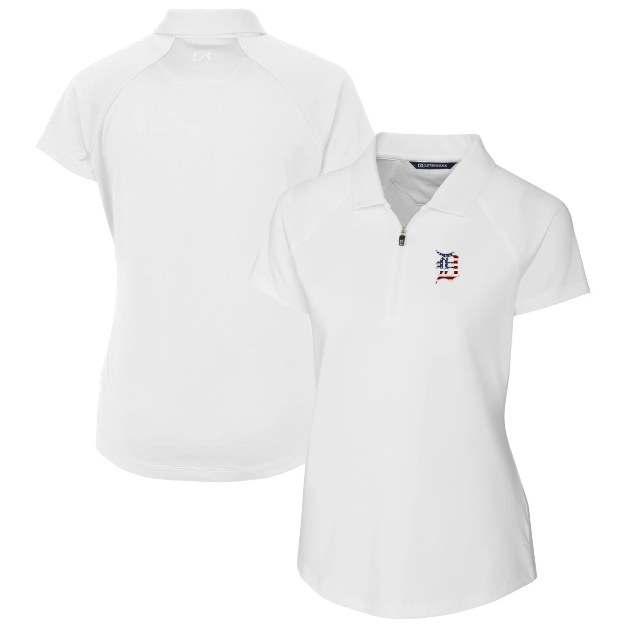 Women's Detroit Tigers Cutter & Buck White Americana Logo DryTec Forge Stretch Polo