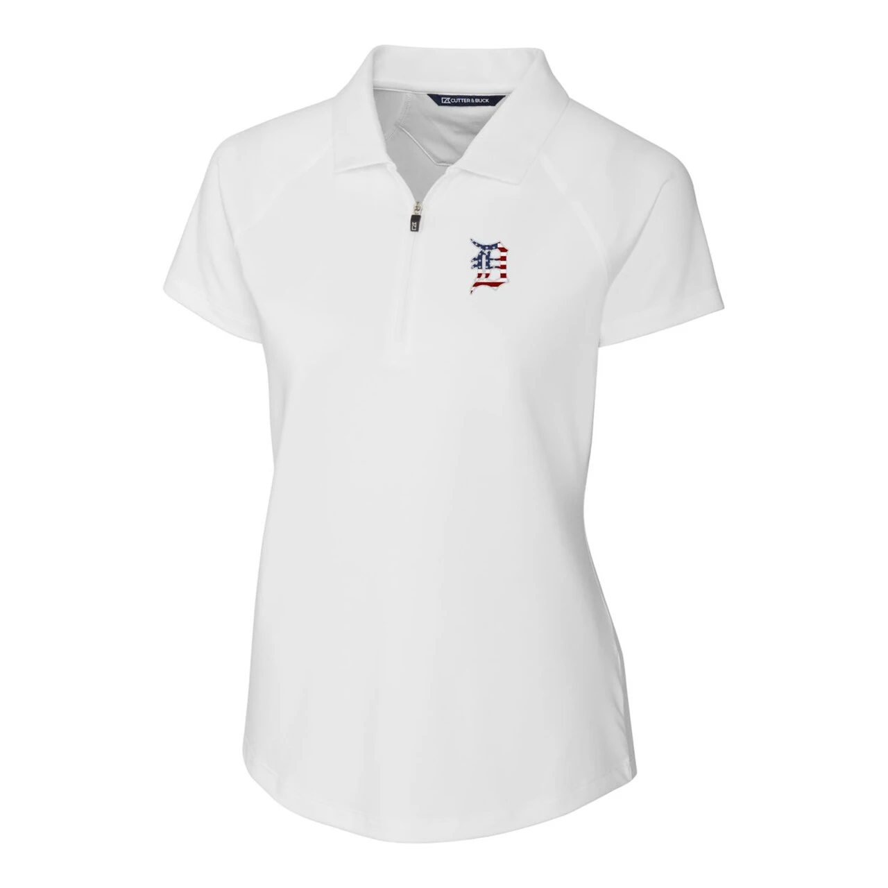 Women's Detroit Tigers Cutter & Buck White Americana Logo DryTec Forge Stretch Polo - Image 2