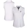 Women's Detroit Tigers Cutter & Buck White Americana Logo DryTec Forge Stretch Sleeveless Polo