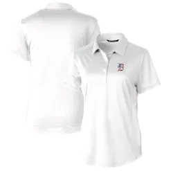 Women's Detroit Tigers Cutter & Buck White Americana Logo Prospect DryTec Textured Stretch Polo