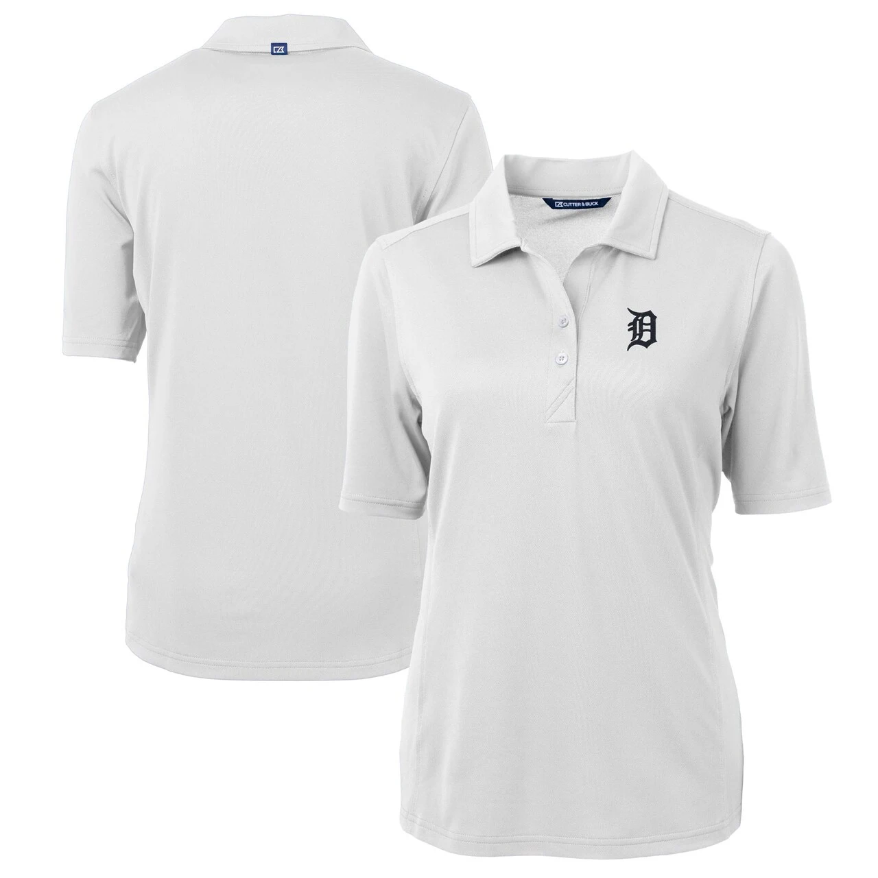 Women's Detroit Tigers Cutter & Buck White DryTec Virtue Eco Pique Recycled Polo