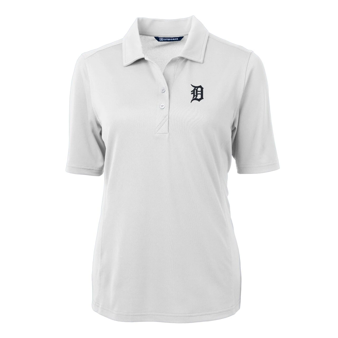 Women's Detroit Tigers Cutter & Buck White DryTec Virtue Eco Pique Recycled Polo - Image 2