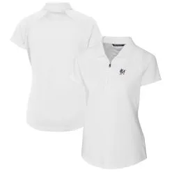 Women's Miami Marlins Cutter & Buck White Americana Logo DryTec Forge Stretch Polo