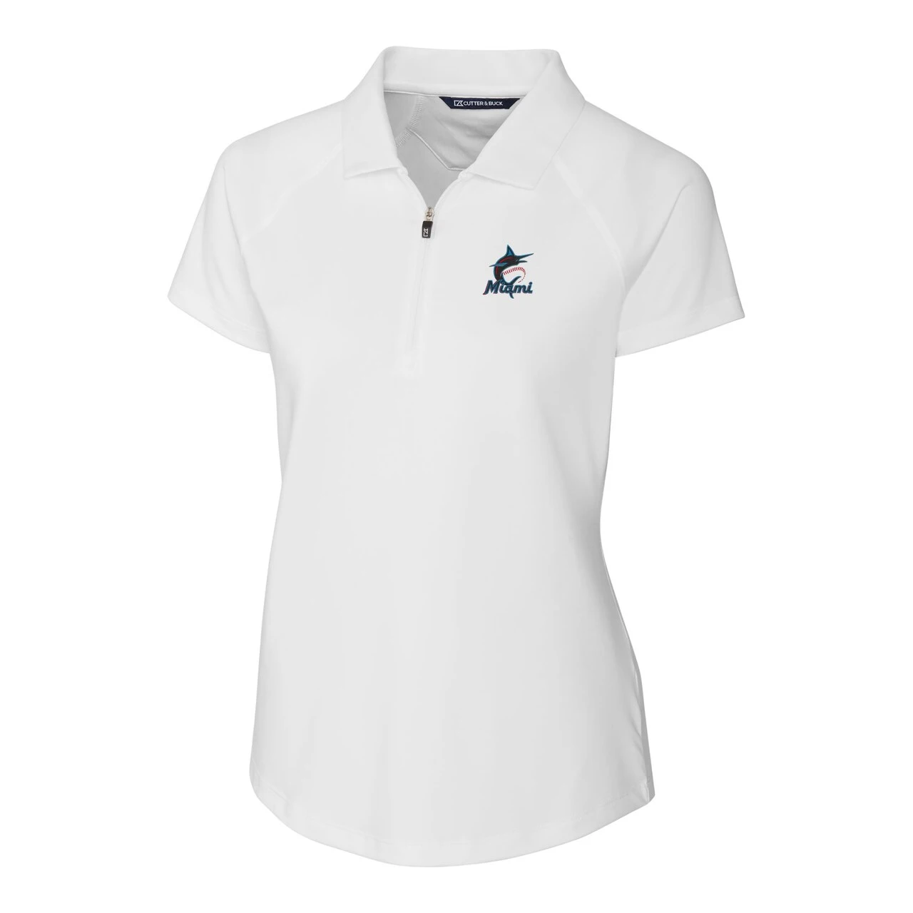 Women's Miami Marlins Cutter & Buck White DryTec Forge Stretch Polo - Image 2