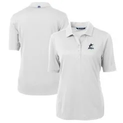Women's Miami Marlins Cutter & Buck White DryTec Virtue Eco Pique Recycled Polo