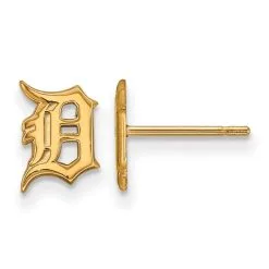 LogoArt Women's Detroit Tigers 14k Yellow Gold Extra Small Post Earrings