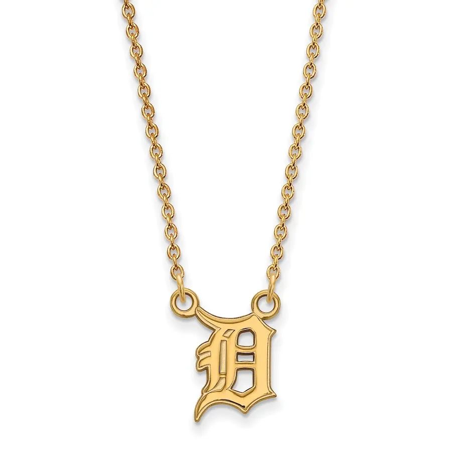 LogoArt Women's Detroit Tigers 18'' 14k Yellow Gold Small Pendant Necklace