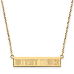 LogoArt Women's Detroit Tigers Gold-Plated Sterling Silver Small Bar Necklace