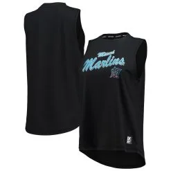 Women's Miami Marlins DKNY Sport Black Marcie Tank Top