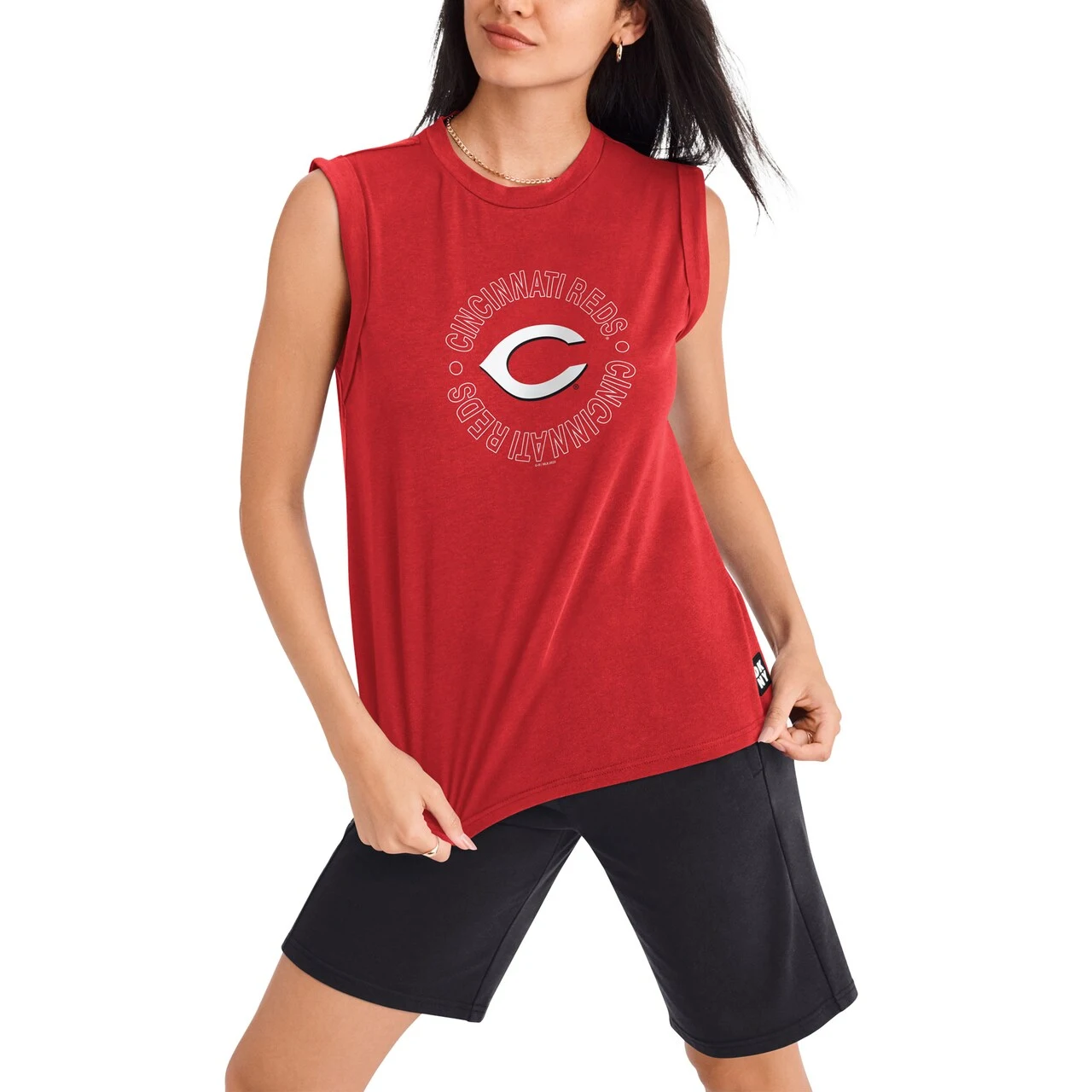 Women's Cincinnati Reds DKNY Sport Red Madison Tri-Blend Tank Top