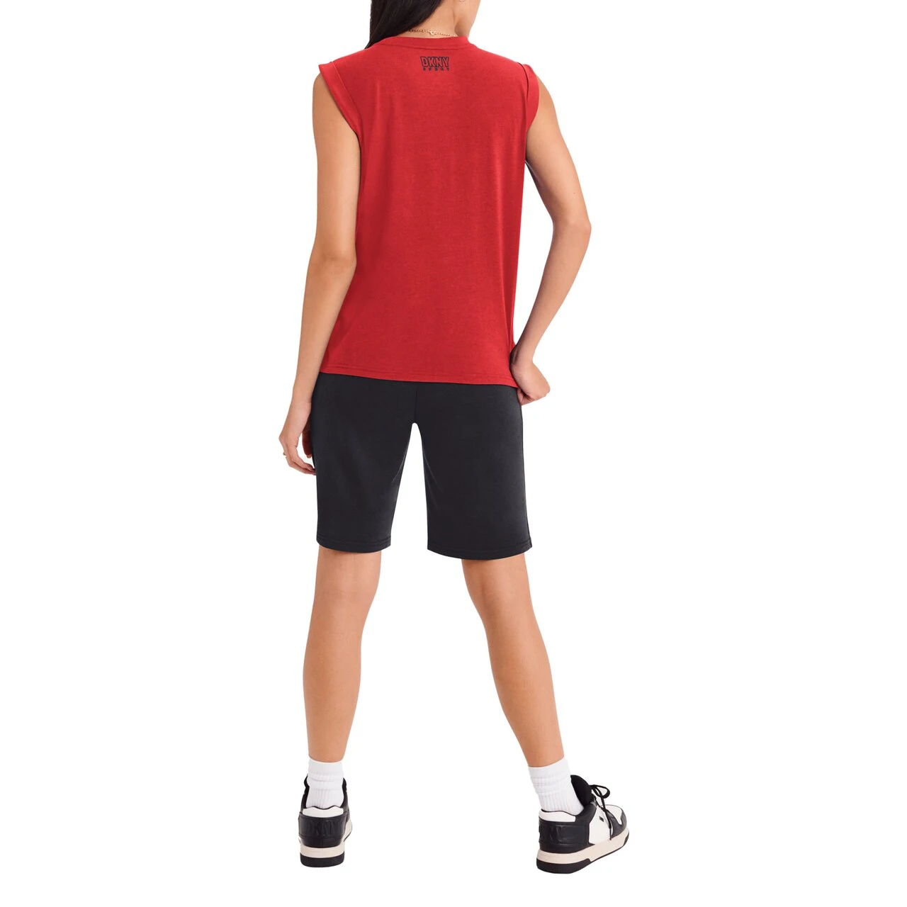 Women's Cincinnati Reds DKNY Sport Red Madison Tri-Blend Tank Top - Image 2