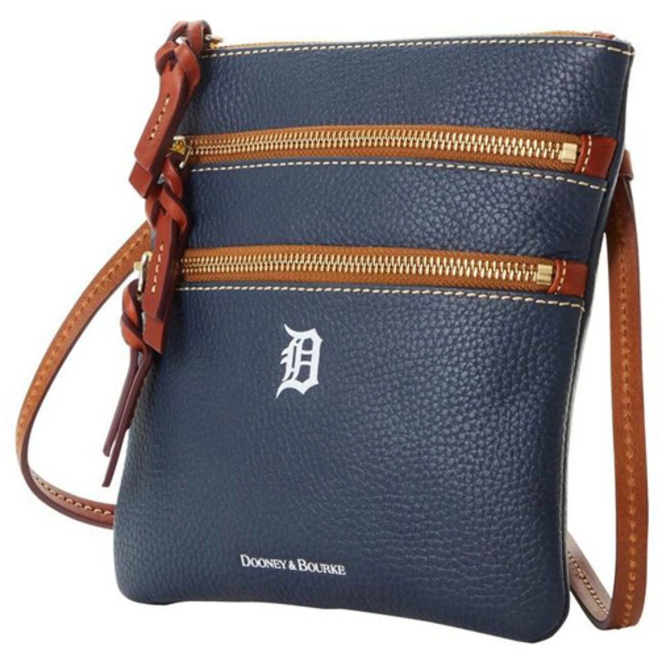 Women's Detroit Tigers Dooney & Bourke Pebble Triple-Zip Core Crossbody Purse - Image 2