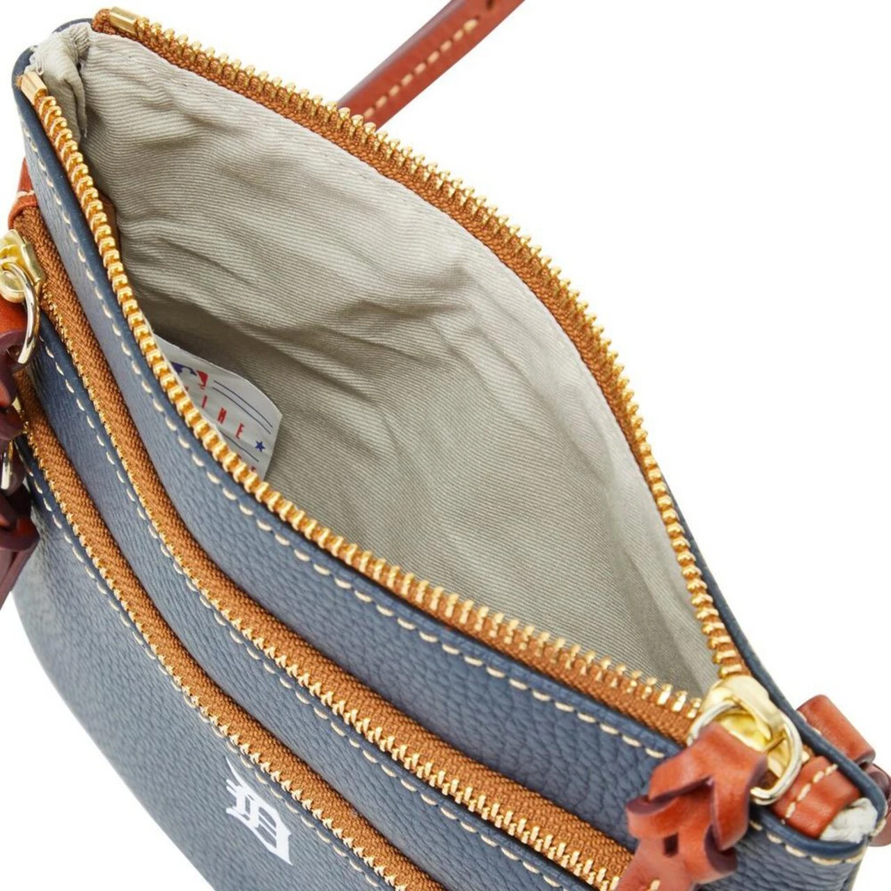 Women's Detroit Tigers Dooney & Bourke Pebble Triple-Zip Core Crossbody Purse - Image 3