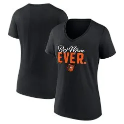 Women's Baltimore Orioles Fanatics Branded Black Mother's Day V-Neck T-Shirt
