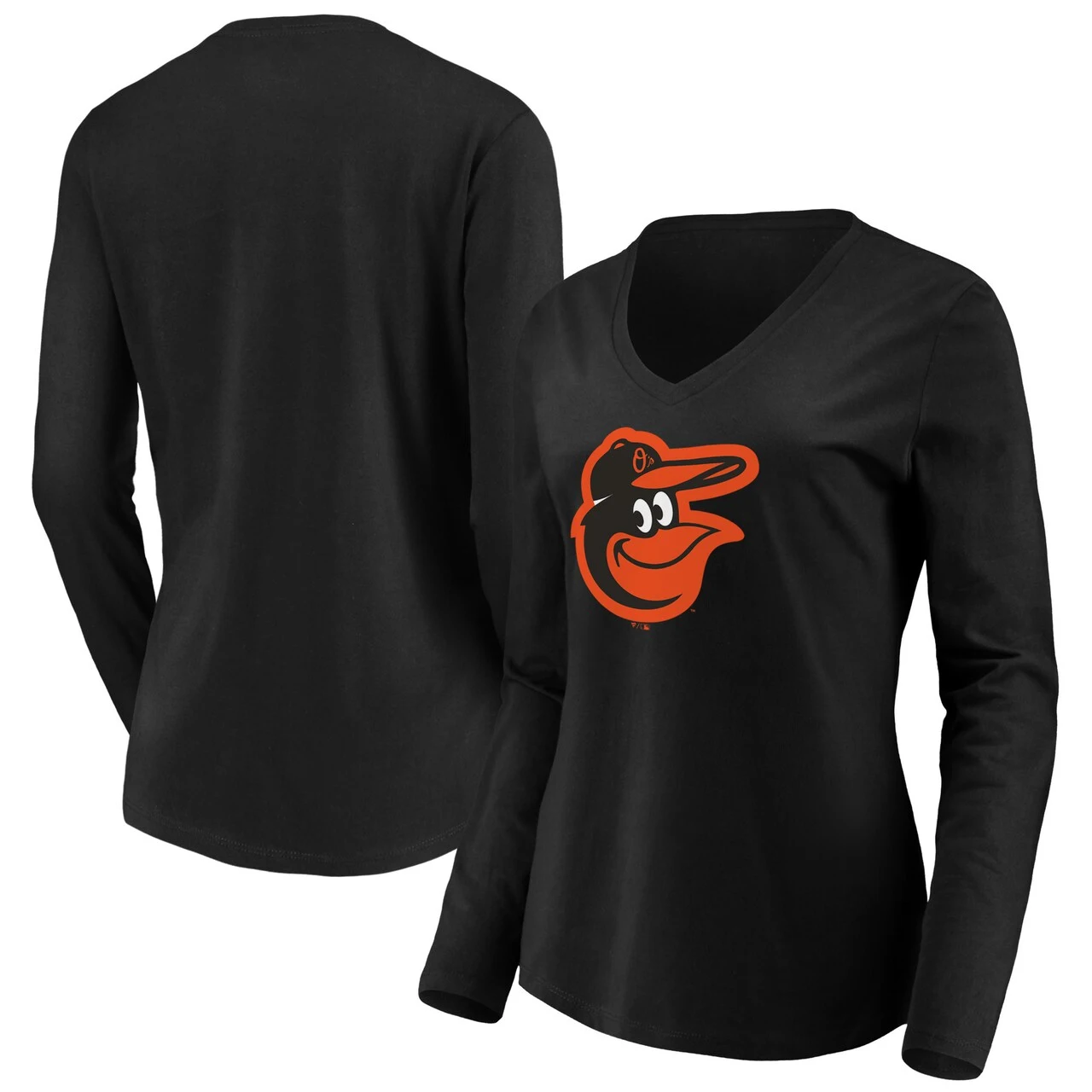 Women's Baltimore Orioles Fanatics Branded Black Official Logo Long Sleeve V-Neck T-Shirt