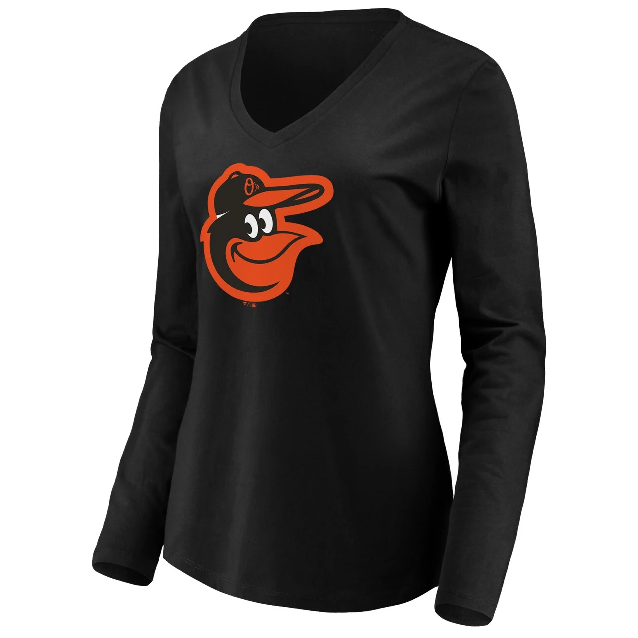 Women's Baltimore Orioles Fanatics Branded Black Official Logo Long Sleeve V-Neck T-Shirt - Image 2
