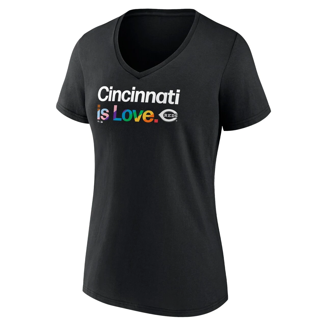 Women's Cincinnati Reds Fanatics Branded Black City Pride V-Neck T-Shirt - Image 2