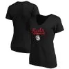 Women's Cincinnati Reds Fanatics Branded Black Team Logo Lockup V-Neck T-Shirt
