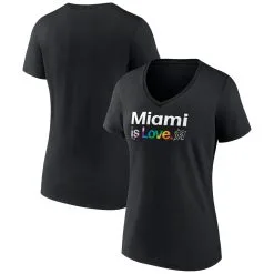 Women's Miami Marlins Fanatics Branded Black City Pride V-Neck T-Shirt