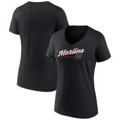 Women's Miami Marlins Fanatics Branded Black One & Only V-Neck T-Shirt