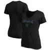 Women's Miami Marlins Fanatics Branded Black Team Logo Lockup V-Neck T-Shirt