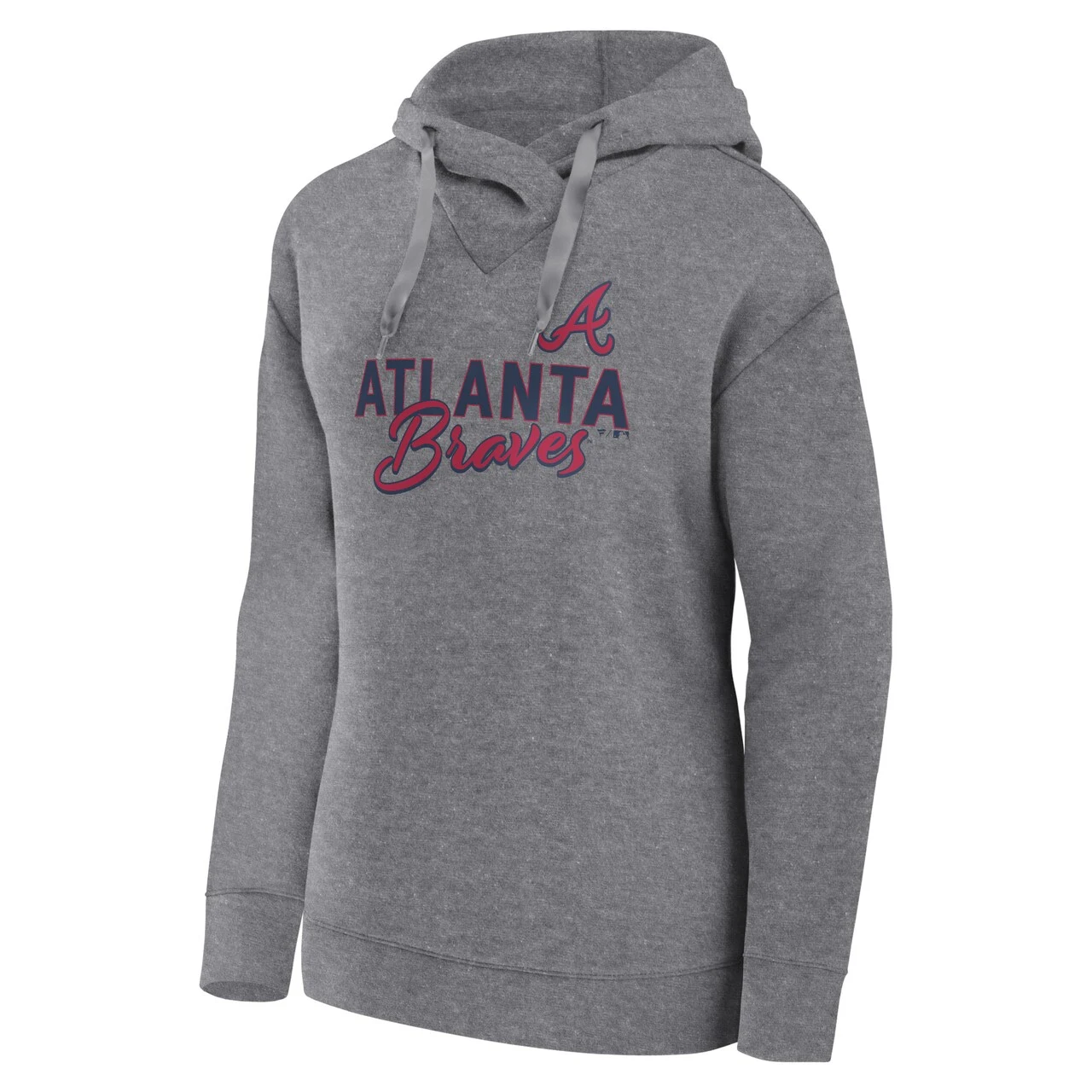 Women's Atlanta Braves Fanatics Branded Heather Gray Script Favorite Pullover Hoodie - Image 2