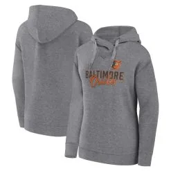 Women's Baltimore Orioles Fanatics Branded Heather Gray Script Favorite Pullover Hoodie