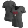 Women's Cincinnati Reds Fanatics Branded Heathered Charcoal Team Logo Lockup V-Neck T-Shirt