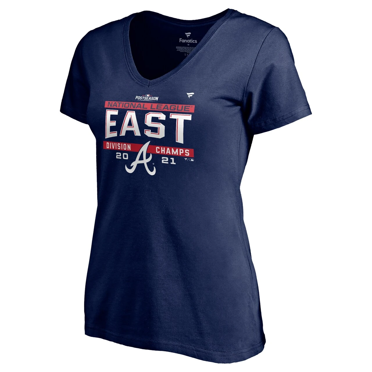 Women's Atlanta Braves Fanatics Branded Navy 2021 NL East Division Champions Locker Room V-Neck T-Shirt - Image 2