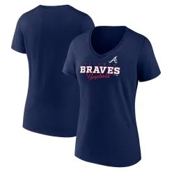 Women's Atlanta Braves Fanatics Branded Navy Back In Business V-Neck T-Shirt