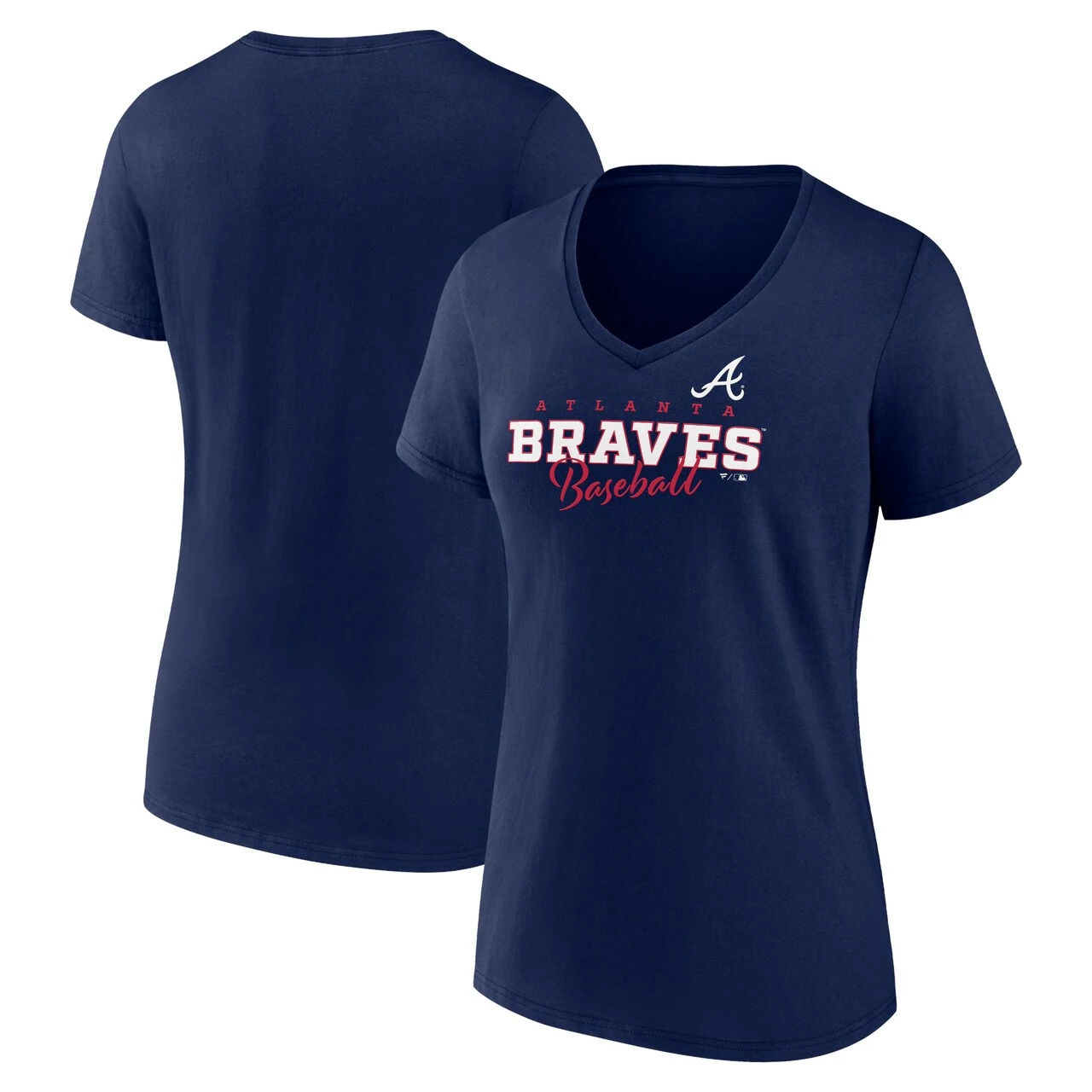Women's Atlanta Braves Fanatics Branded Navy Back In Business V-Neck T-Shirt