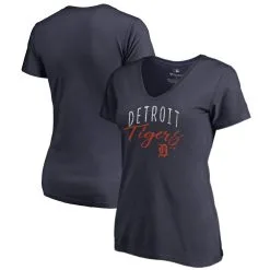 Women's Detroit Tigers Fanatics Branded Navy Graceful V-Neck T-Shirt