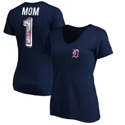 Women's Detroit Tigers Fanatics Branded Navy Plus Size Mother's Day V-Neck T-Shirt