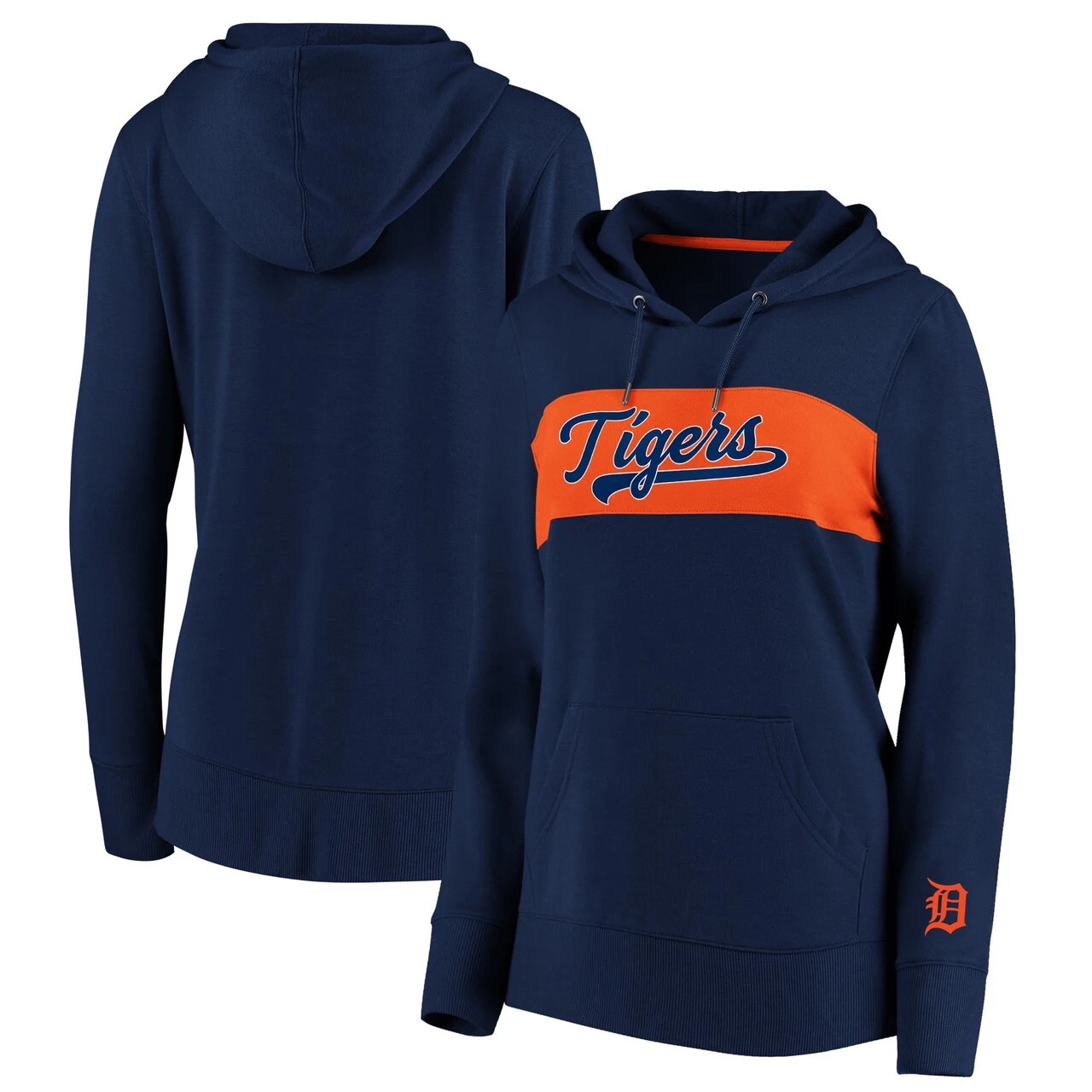 Women's Detroit Tigers Fanatics Branded Navy Tri-Blend Colorblock Pullover Hoodie