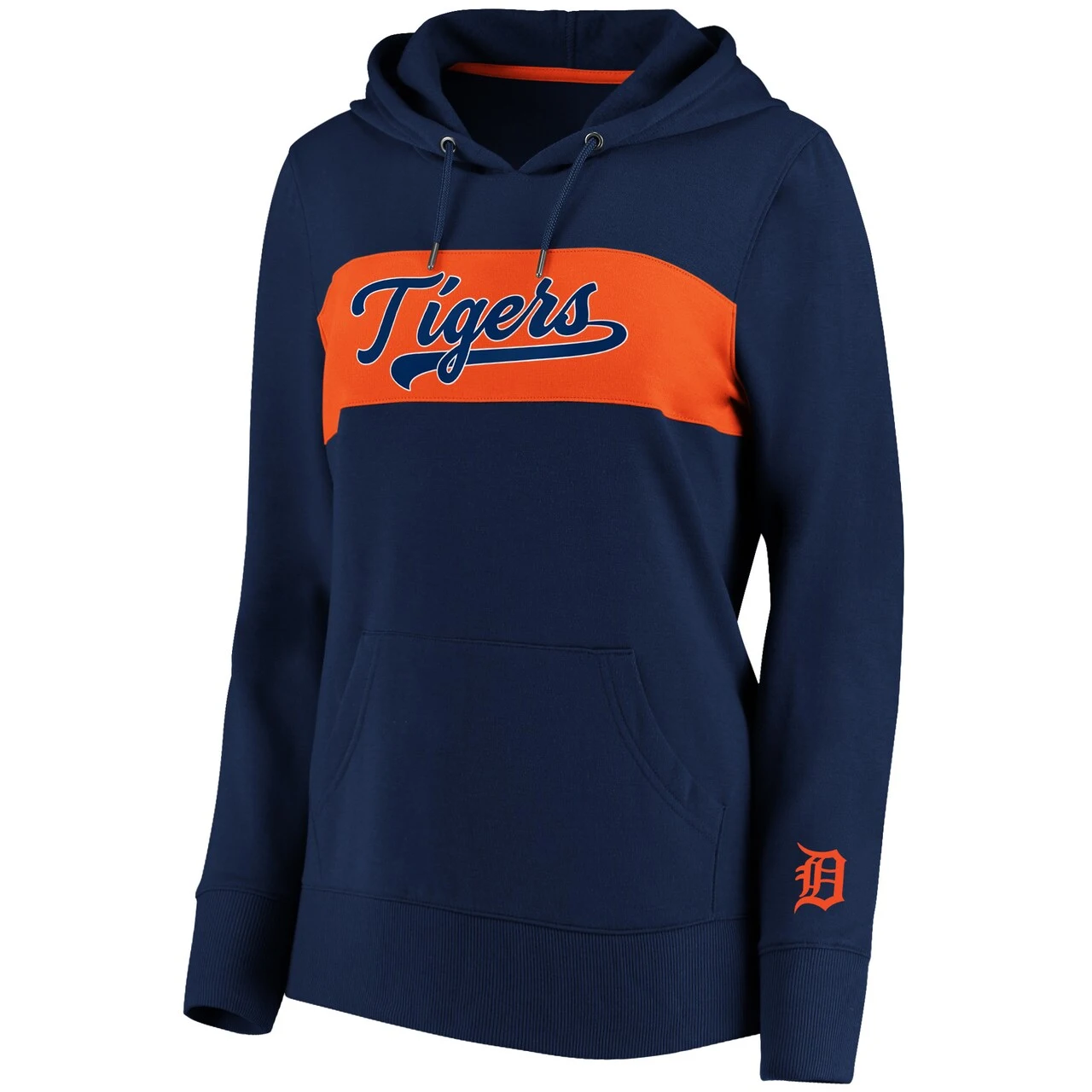Women's Detroit Tigers Fanatics Branded Navy Tri-Blend Colorblock Pullover Hoodie - Image 2
