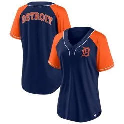 Women's Detroit Tigers Fanatics Branded Navy Ultimate Style Raglan V-Neck T-Shirt