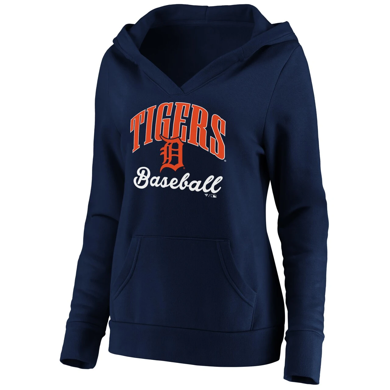 Women's Detroit Tigers Fanatics Branded Navy Victory Script Crossover Neck Pullover Hoodie - Image 2