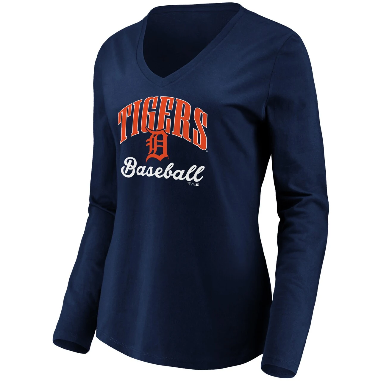 Women's Detroit Tigers Fanatics Branded Navy Victory Script V-Neck Long Sleeve T-Shirt - Image 2
