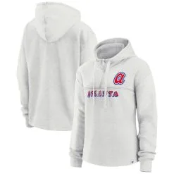 Women's Atlanta Braves Fanatics Branded Oatmeal True Classics Legacy Quarter-Zip Hoodie